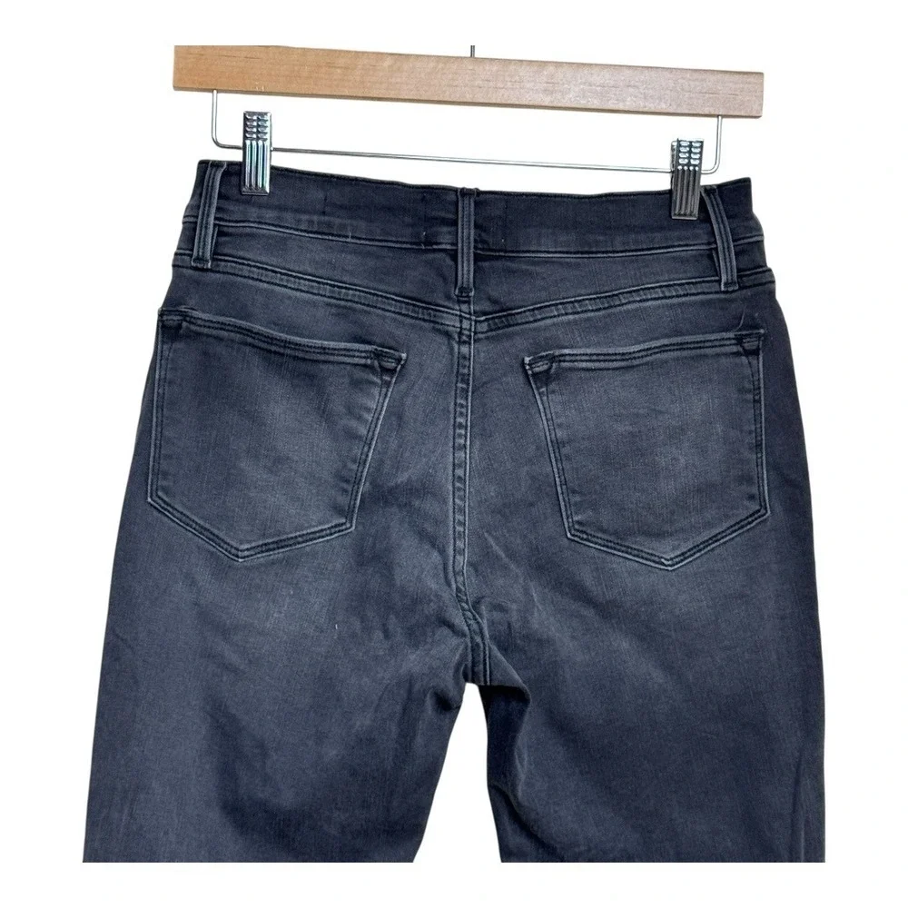 FRAME Le High Straight Ankle Jeans Black Distressed Frayed‎ Hem Size 28 - Picture 5 of 11